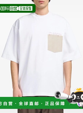 香港直邮Marni 玛尼 男士 白色棉质T恤 HUMU0352QSUTC406短袖
