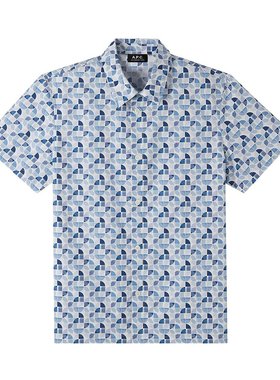 a.p.c.【美国奥莱】直发 LÃandre 短袖衬衫 - 蓝色