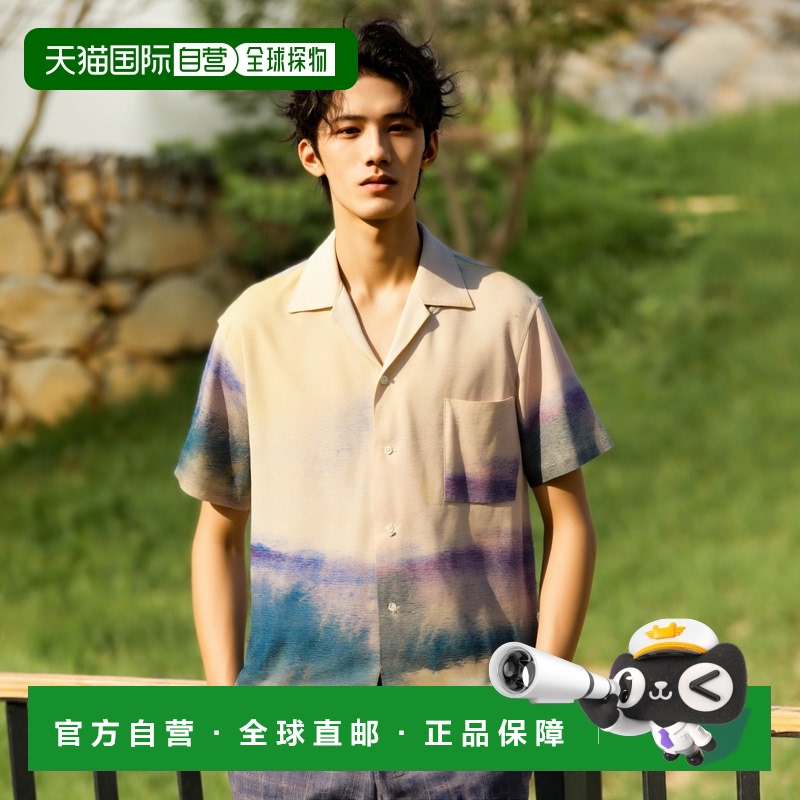 1h可退 日本直邮YOKE 男士印花图案开放领短袖衬衫 YK25SS0933SH