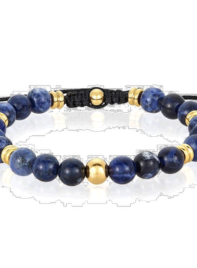 自营Crucible Los Angeles 8 毫米方钠石和金色 IP 不锈钢珠可调