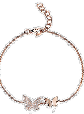sabrina14k 金和钻石双蝴蝶手链 - 玫瑰色 【美国奥莱】直发珠宝