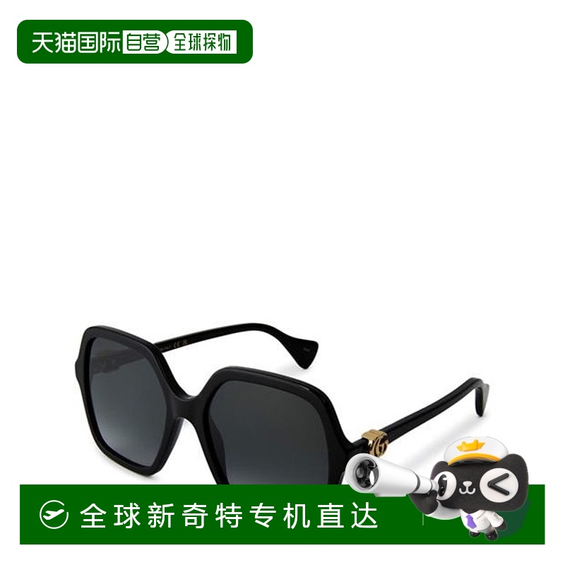 1h可退 香港直邮潮奢 Gucci 古驰 女士 大款太阳眼镜 black黑色