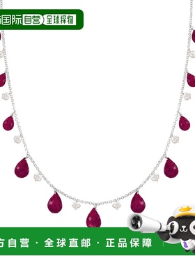 自营 ross-simons925 纯银罗斯-西蒙斯红宝石和养殖珍珠吊坠项链