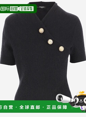 香港直邮BALMAIN 女士针织毛衣 DF0AL261KH250PA AW2024 黑色羊毛