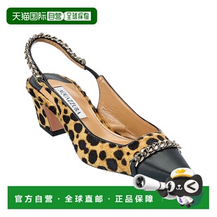 自营 Aquazzura Nikki Cavallino 50 连毛小牛皮露跟高跟鞋 - 棕