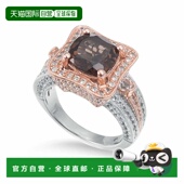 垫形切割烟熏石英戒指 自营Suzy 棕 5.48 cttw Levian 两色纯银