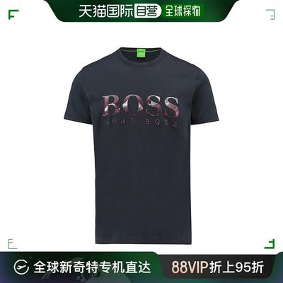 香港直邮HUGO BOSS 男士蓝色刺绣徽标T恤 TEE7-50372470-410