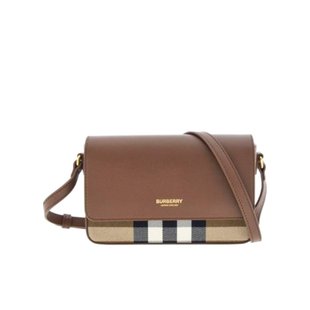 棕色 BURBERRY SS2024 80845001 格纹单肩包 女士斜挎包