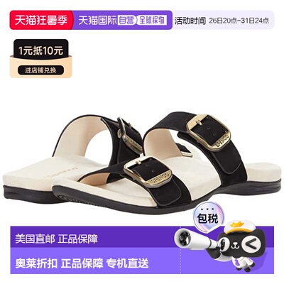 自营Women's Spenco Vista SP1065 Sandals Black Leather Slip-O