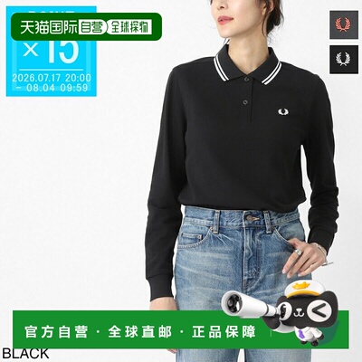日本直邮Fred Perry 女士双色条纹长袖 Polo衫（62a）（G3636）
