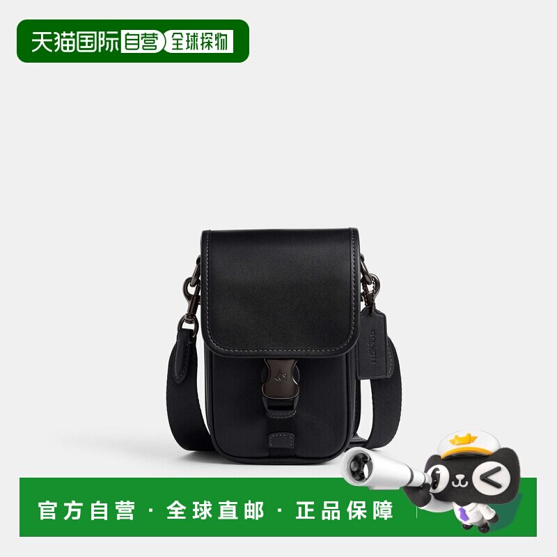 自营欧洲直邮Coach蔻驰 男士黑色League 手机斜挎包单肩包