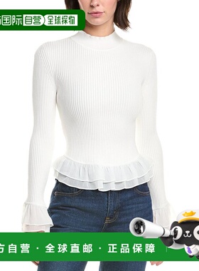 自营Milly Ruffle Knit Top - white 美国奥莱直发