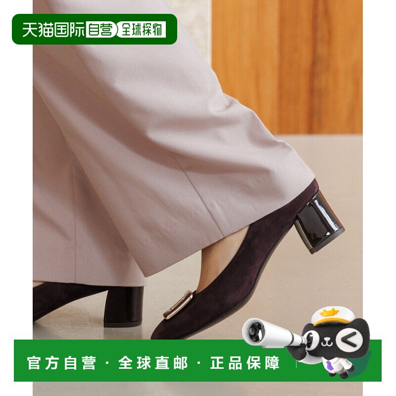 1h可退 日本直邮卑弥呼 女士 5cm粗跟方头方扣通勤单鞋 653302