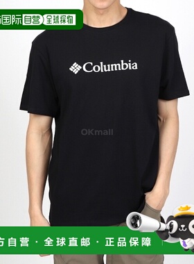 韩国直邮Columbia哥伦比亚字母logoT恤黑色徽标短袖透气舒适速干