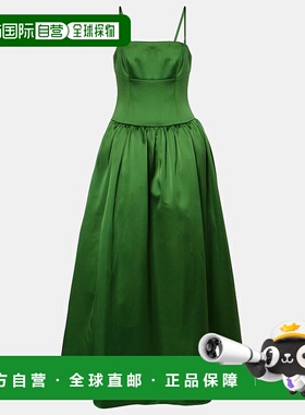 1h可退 香港直邮Self-Portrait 女士 缎面长款连衣裙 green绿色