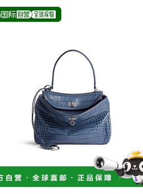 欧洲直邮BALENCIAGA (2025) 女士 Rodeo 深水洗蓝色小号手提包