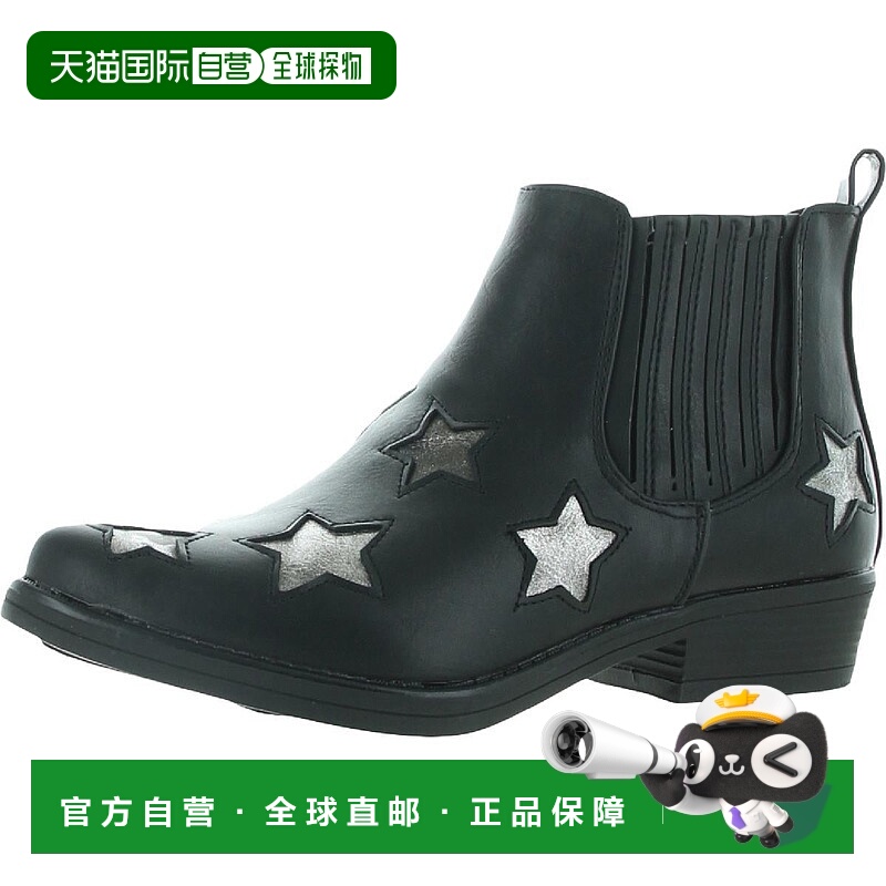 自营 seven7Rockstar女式人造皮革块跟踝靴-黑色 美国奥莱直发
