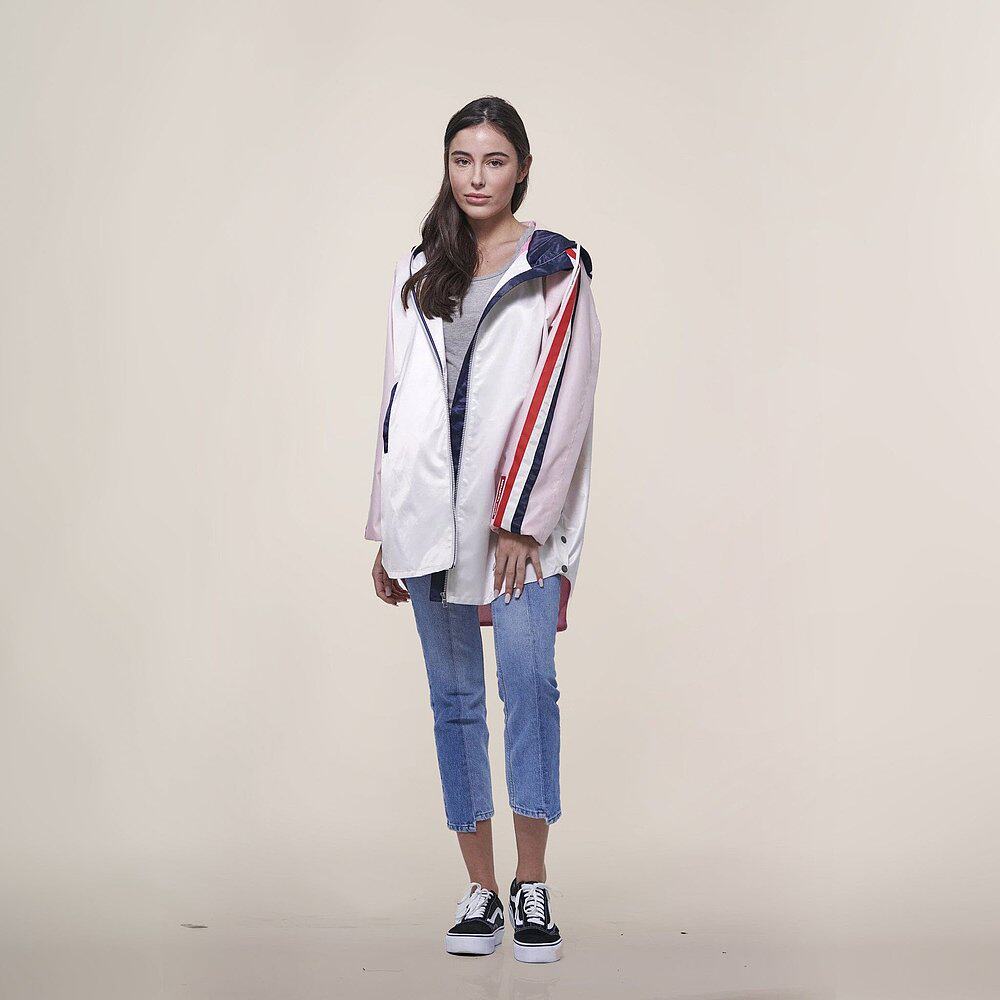 members only【美国奥莱】直发 秋款女士长款缎面斜纹夹克 白色
