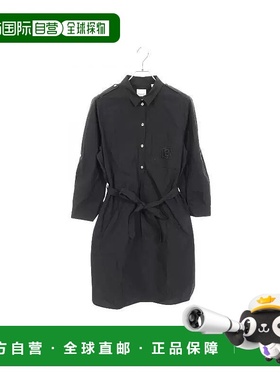 日本直邮中古Burberry博柏利女B级9新shirt dress衬衫裙棉上衣黑