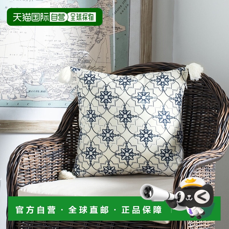 自营 Safavieh Mariella 枕头 - 白色/蓝色 美国奥莱直发