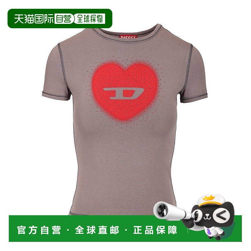 1h可退 香港直邮DIESEL 女士T恤 A209800QHHA96I SS2026 灰色 圆T