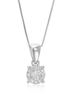 自营vir jewels1/10 克拉实验室种植钻石圆圈吊坠项链 .925 纯银