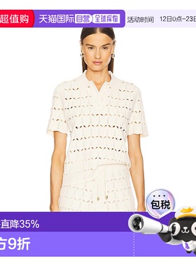 1h可退 香港直邮ZIMMERMANN 女士 Rhiannon 网眼提花Polo衫 3450T