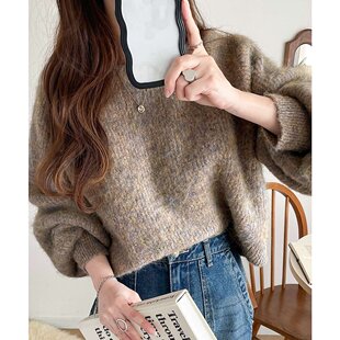 Classical Elf 女士混色蓬松感短款针织衫 ce1020173