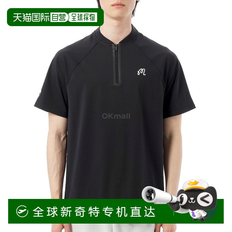 韩国直邮MALBON 高性能拉链刀领 POLO 衫 (M-8682-BLK) 短袖/无袖