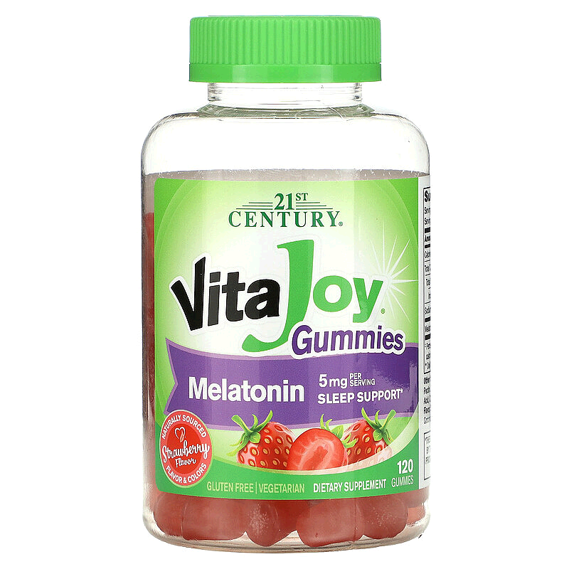 香港直发21st century褪黑素软糖草莓味120颗睡眠帮助天然