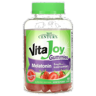 香港直发21st century褪黑素软糖草莓味120颗睡眠补充剂色素促进