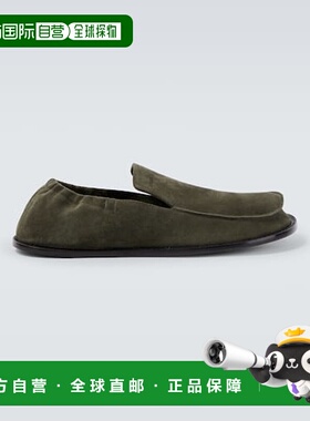 1h可退 香港直邮LOEWE 罗意威 男士 Flex 绒面革乐福鞋 green绿色