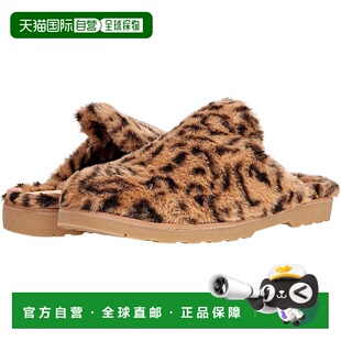 自营 BC Footwear Prime Time女式棕色豹纹人造毛皮拖鞋JOBB802-