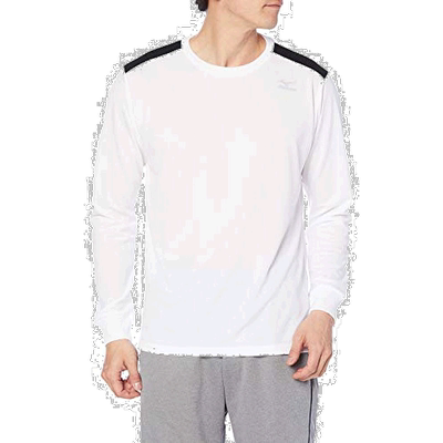 【日本直邮】美津浓Mizuno男士长袖T恤 吸汗速干K2JA0140白色/黑S