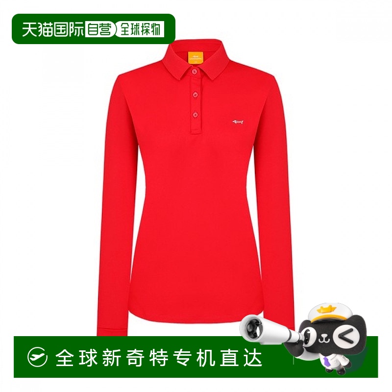 1h可退 韩国直邮路易卡斯特尔女式翻领LOGO点缀长袖T恤