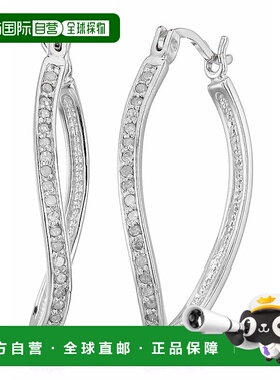 自营 vir jewels1/4 克拉钻石圈形耳环 0.925 纯银镀铑 1 英寸 美