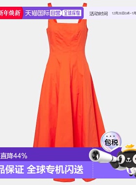 香港直邮Staud 女士 Wells 棉府绸中长连衣裙 red红色 舒适时尚
