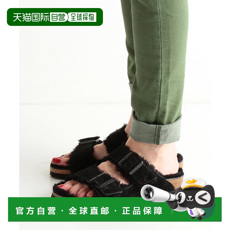 日本直邮BIRKENSTOCK 亚利桑那毛绒衬里黑色女款凉鞋 [7408542]