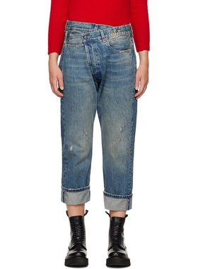 潮奢 R13 女士 蓝色 Crossover 牛仔裤 R13W2048734