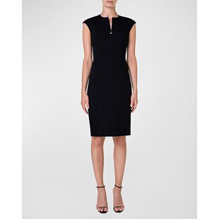 前拉链接缝连衣裙 盖袖 黑色 punto 美国直邮Akris
