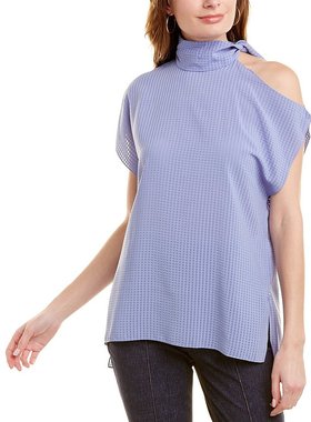 【美国奥莱】直发 Pearl by Lela Rose 透明格纹上衣 - 蓝色