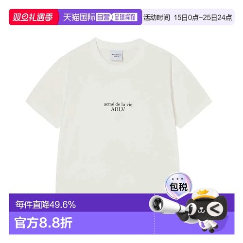 韩国直邮ADLV 常规T恤 白色 LOGO印花 1码