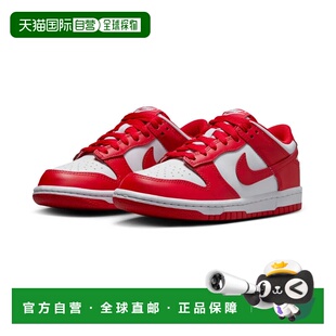 自营Nike Dunk Low 'University Red' Big Kids' Shoes - white
