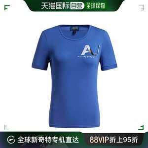 香港直邮Armani Jeans 阿玛尼牛仔 宝蓝色棉氨纶女装夏季修身上衣