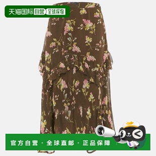 自营Polo Ralph Lauren Brown Floral Print Chiffon Ruffled Mid