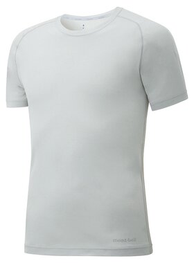 日潮跑腿Montbell蒙贝欧男款T恤灰色包芯纺短袖简约WT S1107686