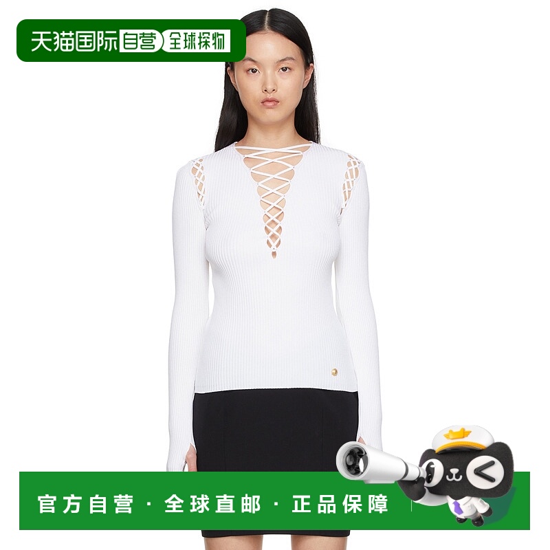 香港直邮潮奢 Balmain 巴尔曼 女士 白色粘纤针织衫 XF0KB015KB65