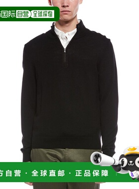 自营Bruno Magli Plaited 1/4-Zip Merino Wool Mock Neck Sweate