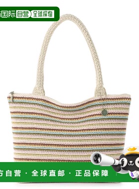 自营the sak手工制作经典Carryall包-粉红色多条纹 美国奥莱直发