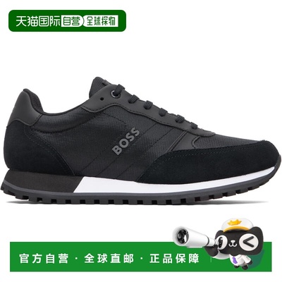 1h可退 香港直邮BOSS 波士 男士 黑色 Runner-Inspired Faux-Leat